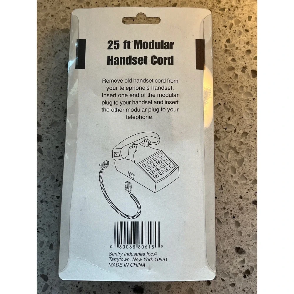 Sentry 25 ft ModularHandset Cord White Coiled Telephone Cable PH25I RJ9 RJ10 NEW